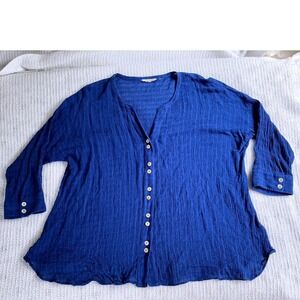 Soft Surroundings Linen Cotton Crinkle Gauze Top Women 3XL-4XL Plus Excellent